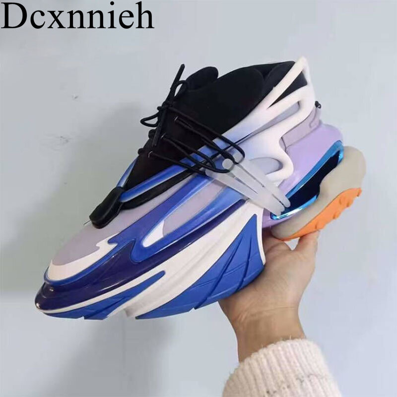 2022 Flat Flatform Spaceship Space Shoes Women's Mixed Color Thick Bottom Daddy Shoes Casual Shoes Breathable Sneakers Unisex