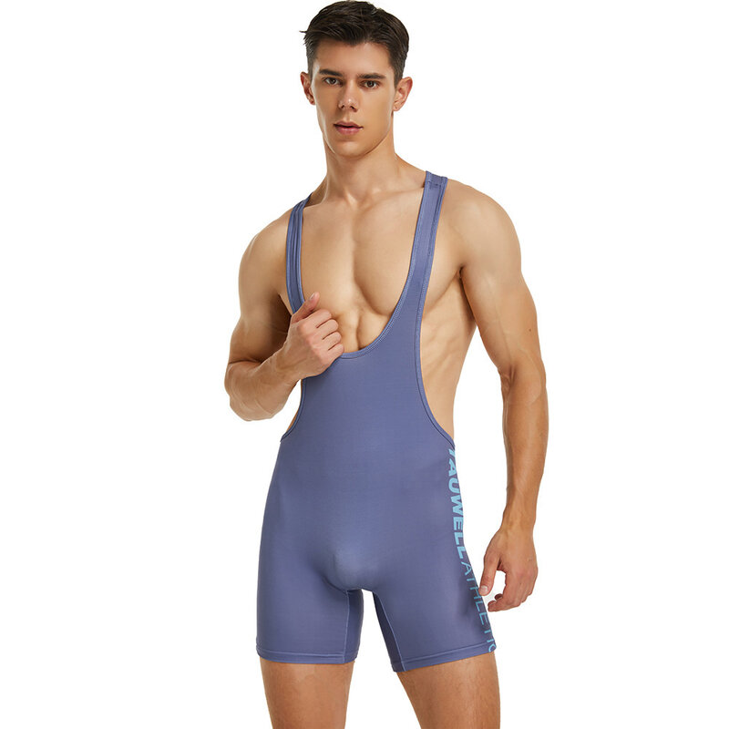 Bodysuit untuk pria muda, desain khusus untuk pria, rompi elastis bernapas, Jumpsuit cepat kering, Lingerie latihan multifungsi