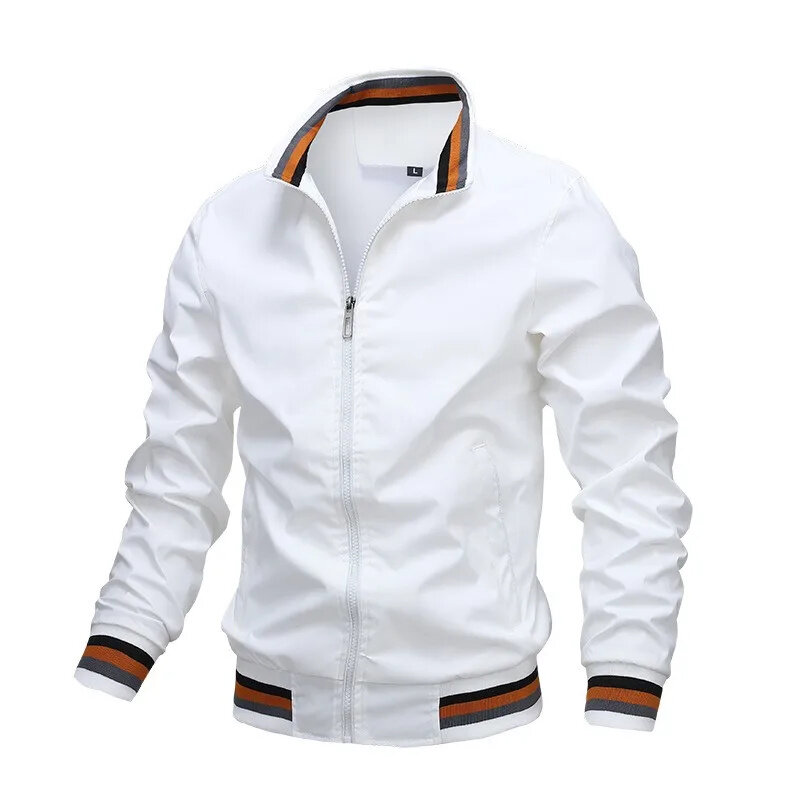 Jaqueta esportiva casual masculina com proteção solar, jaqueta com cores contrastantes, impermeável, esportiva, primavera e outono