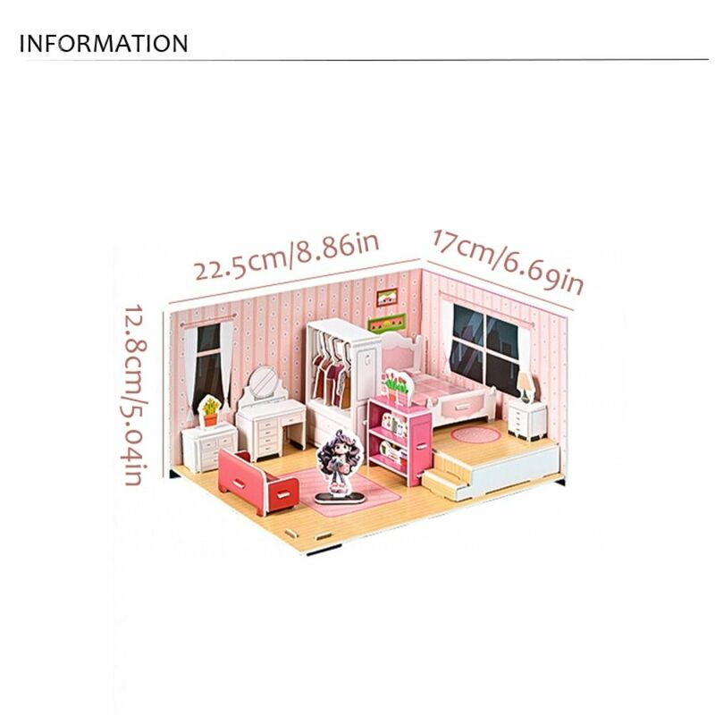 Cucina Puzzle fai da te casa delle bambole stanza del bagno camera da letto finta gioca carta casa delle bambole cartone soggiorno 3D carta Puzzle Room