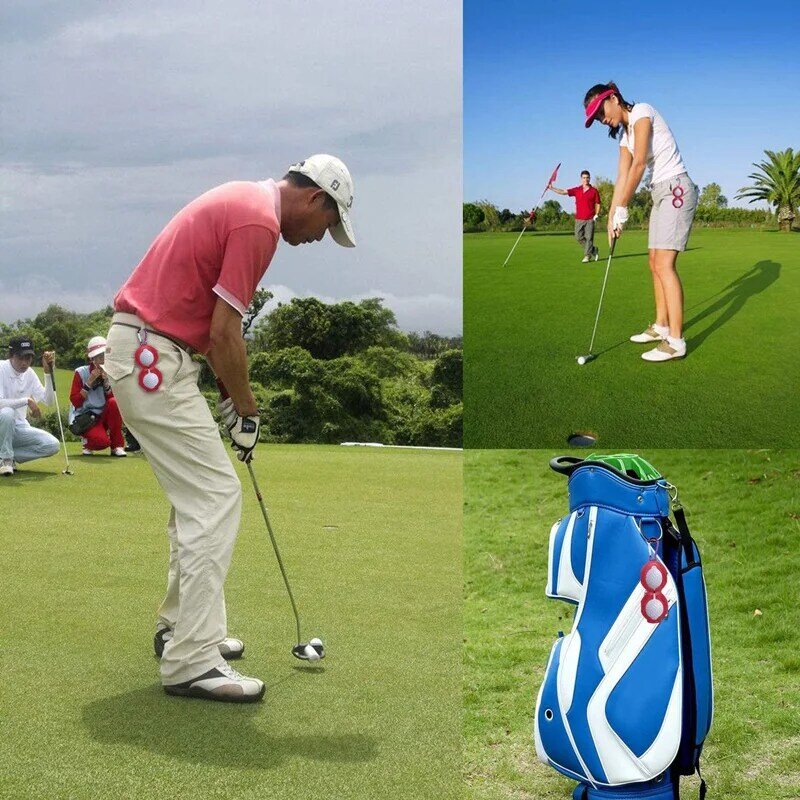 Porte-balle de golf en silicone souple avec crochet en aluminium, clip rouge, accessoires de golf, paquet de 2