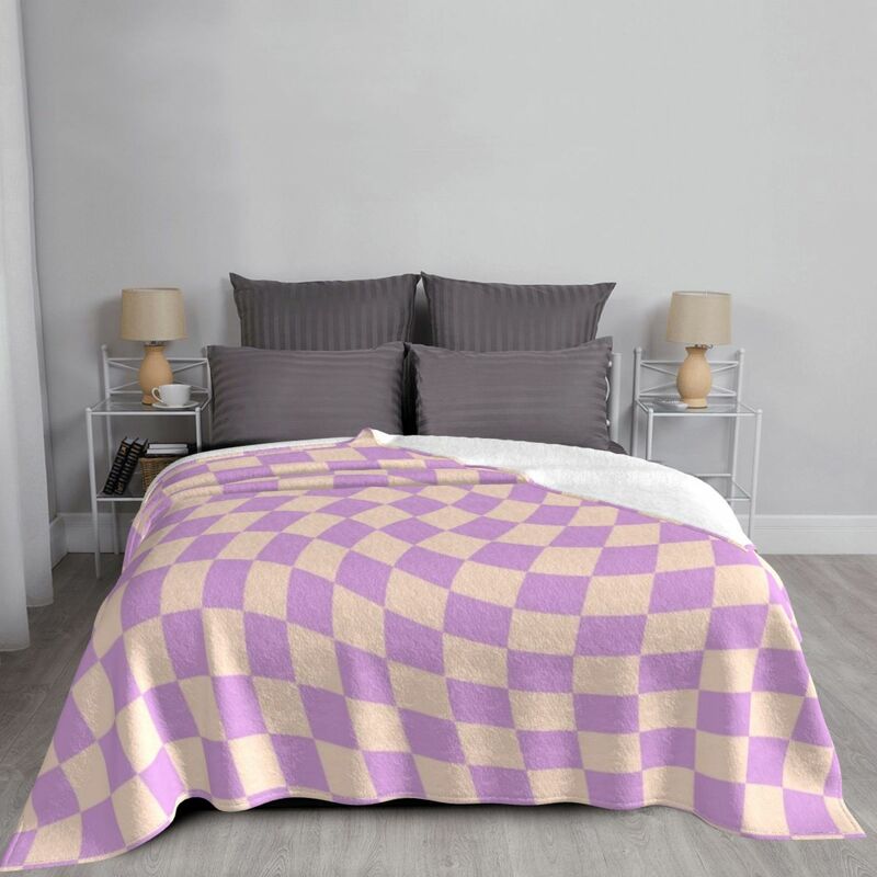 Твист-плед чек V-Lilac, Пляжное теплое зимнее модное одеяло для диванов на заказ
