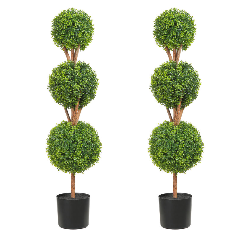 VEVOR 1/2pcs Artificial Boxwood Tower Topiary Spiral Artificial Plant 24/36/48in high Decorative Plants Green Plastic PE Tree