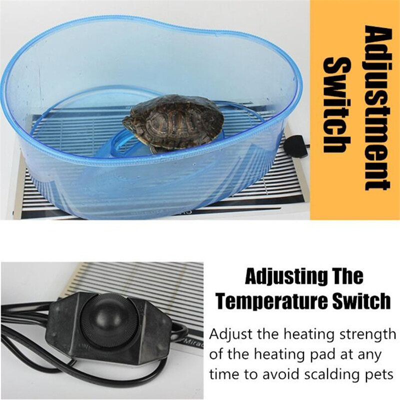 Alfombrilla de calor para Reptiles de 5-45W, almohadillas de calefacción para mascotas, controlador de temperatura ajustable, suministros para Reptiles
