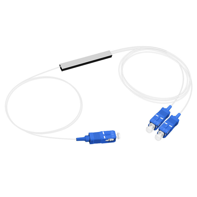 Divisor de fibra óptica 1x2 plc sc/upc, modo único, 0.9mm, g657a1, lszh, pvc, ftth, frete grátis, 10 pcs/lot