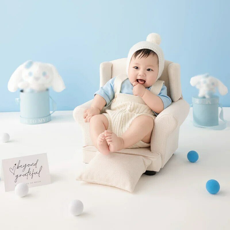 Roupas de fotografia para recém-nascidos, tema fofo, roupas de malha, chapéu, bola de brinquedo, acessórios de estúdio