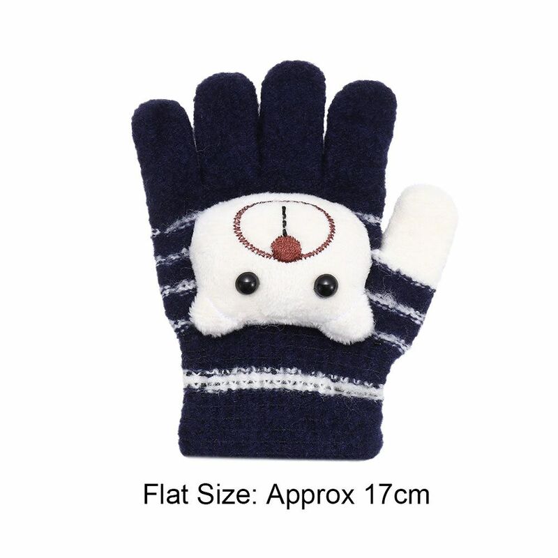 Детские плотные теплые зимние осенние варежки с пальцами унисекс для мальчиков и девочек вязаные перчатки с мультяшным медведем Детские перчатки