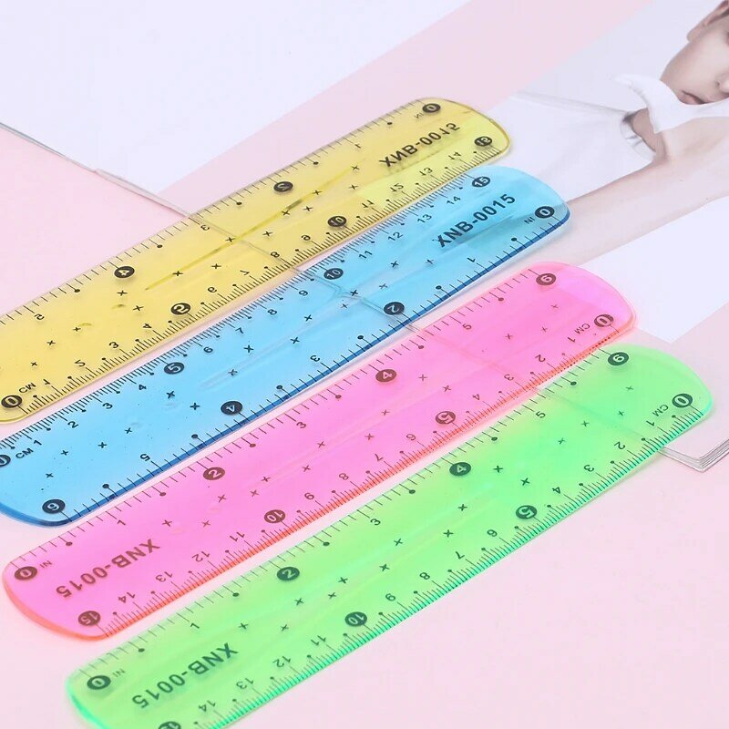 15CM Flexible Soft Straight Ruler Clear  Plastic Stationery Unbreakable for Students Home Office Crafts Sewing