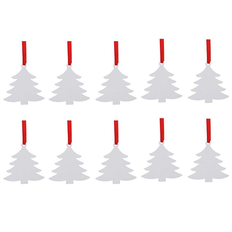 10Pack Sublimation Christmas Blanks , Blank Aluminum Board Ornaments White Blank Ornaments For DIY Christmas Day