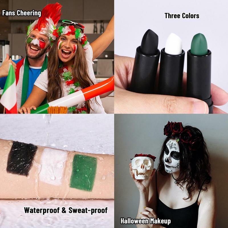 Lápiz de pintura de Ojos Negros para cara y cuerpo, lápiz de maquillaje ligero seguro, resistente al agua, para fiesta de disfraces de Halloween y Deportes