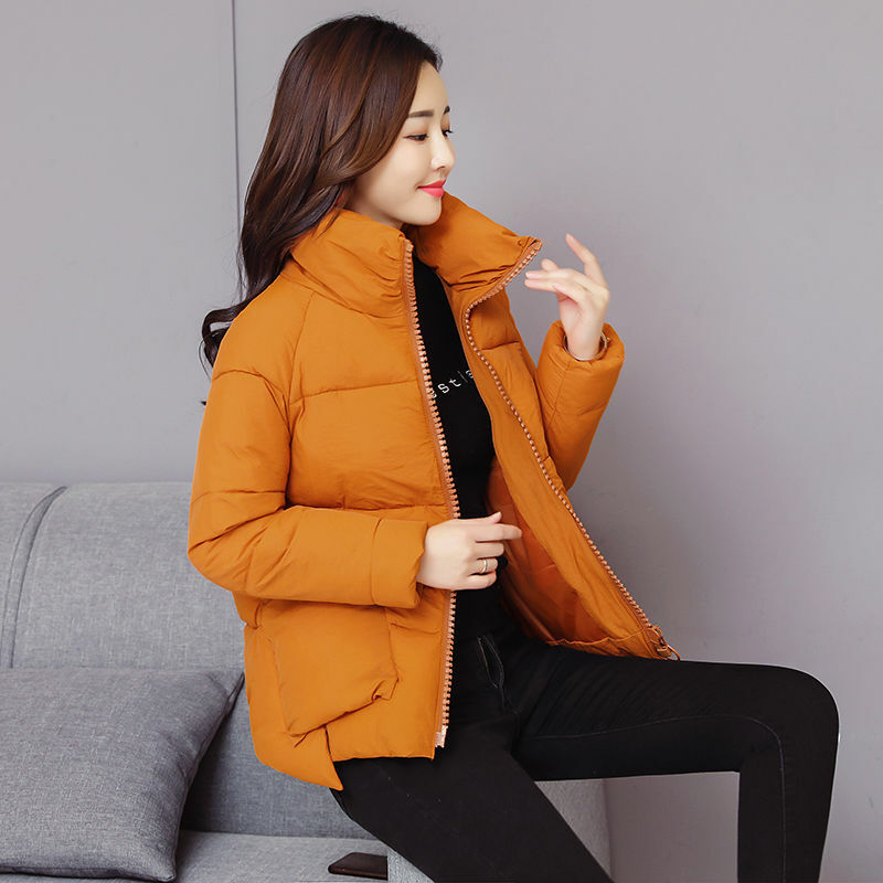 지퍼와 접착 천이 있는 여성용 면 패딩 재킷, 루즈핏, 쇼트, 한국 스타일, 트렌디, 뉴