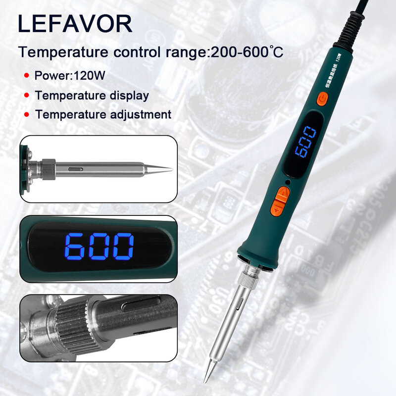 120w digital ferro de solda reparação conjunto de ferramentas de solda ferro de solda elétrica dupla temperatura de calibração 200-600c 907s