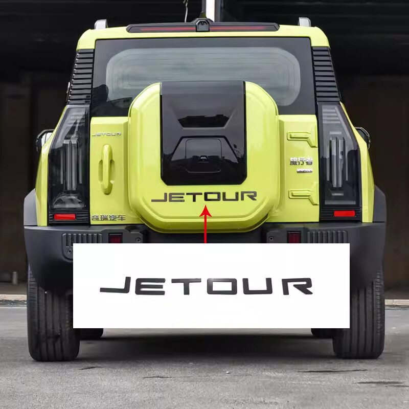 Pegatina negra brillante con logotipo delantero y trasero para Chery Jetour T2, 1 unidad