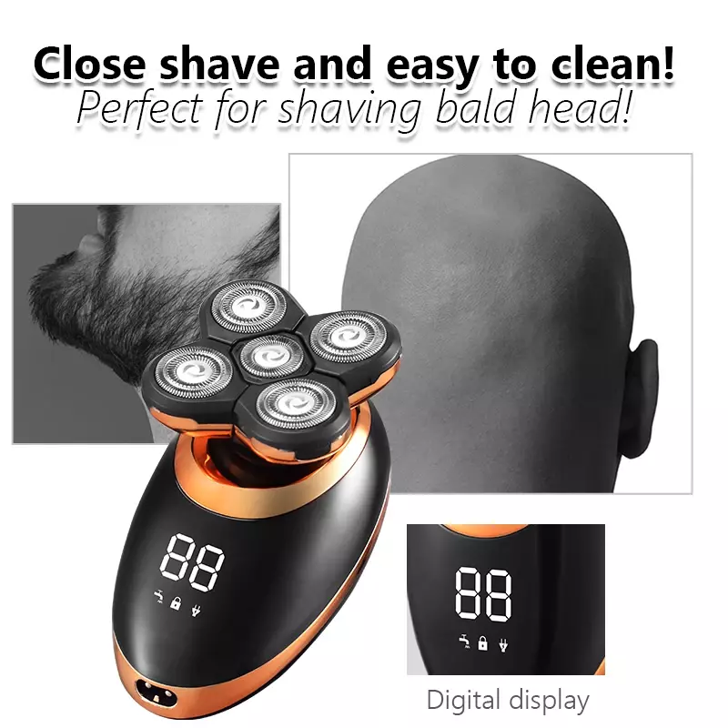 Máquina de afeitar eléctrica con protección IPX7 para hombre, afeitadora recargable resistente al agua, con pantalla LCD