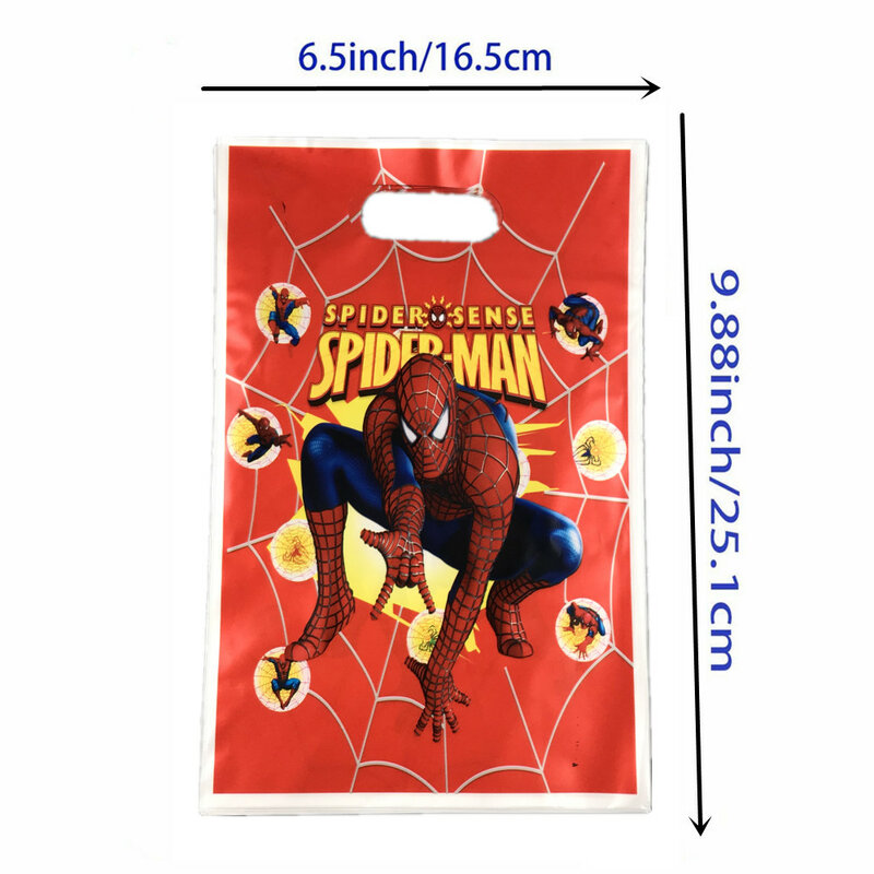 Cartoon Superhero Spiderman Candy Bag Handle Gift Bags Birthday Decoration Snack Loot Package Festival Party Favor Plastic Bag
