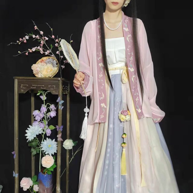 Women's Aircraft-sleeved Shorts Shirt Original Hanfu Song-made Set Waist-length Suspenders Summer Traditional Chinese Dress Suit