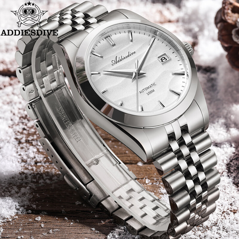 ADDIESDIVE 39mm męski zegarek szafirowe szkło 100M nurkowanie jubileuszowy pasek Relogios Masculino automatyczny mechaniczny zegarek biznesowy