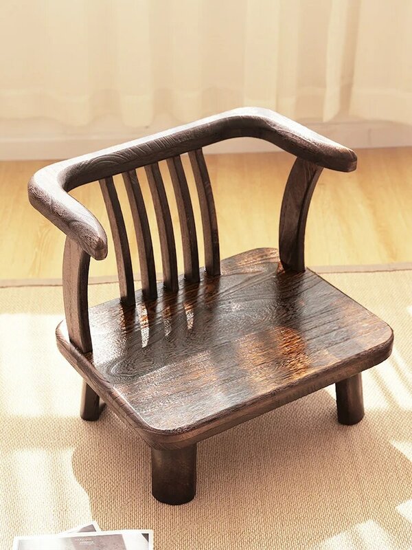 كرسي من الخشب الصلب منخفض الظهر ، كرسي تاتامي ، شرفة المنزل ، كرسي منخفض الترفيه