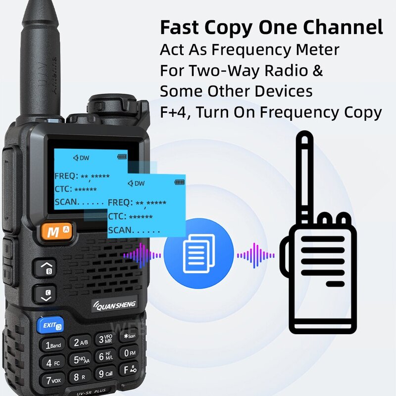Quansheng UV 5R Plus Walkie Talkie portatile Am Fm Radio bidirezionale commutatore stazione VHF ricevitore K5 Ham Wireless Set a lungo raggio