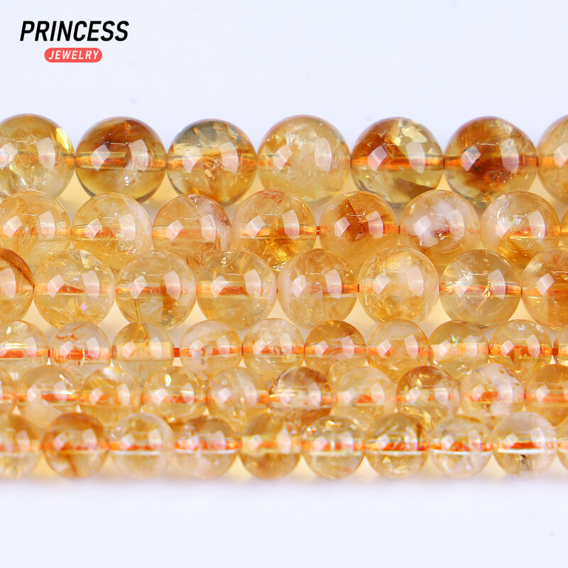 A++ Natural Citrine Pyramid Crystal Healing Quartz Energy Beads for Jewelry Making Bracelet Necklace DIY Accessories 4 6 8 10mm