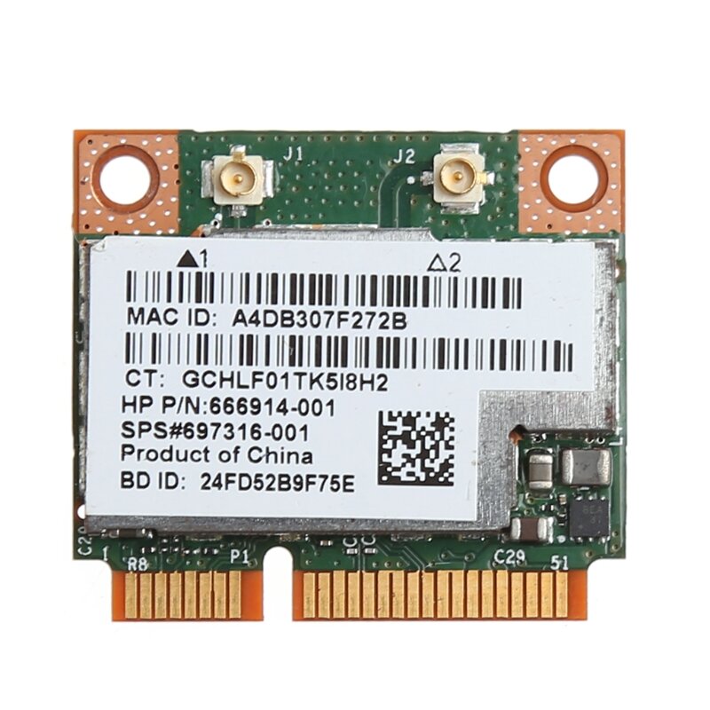 2 Băng Tần 2.4 + 5G 300 M 802.11a/B/g/n WiFi Không Dây Bluetooth 4.0 Nửa mini Card PCI-E Cho HP BCM943228HMB SP 718451-001