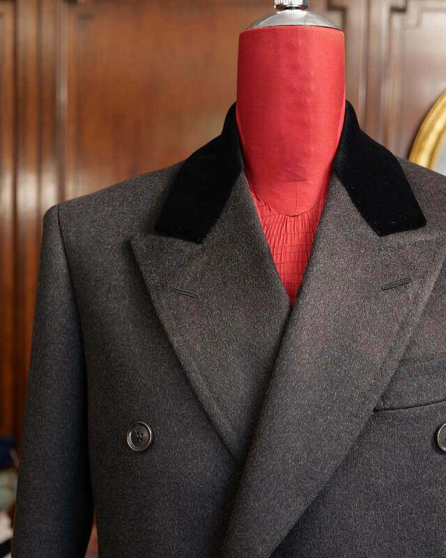 Zimowy tweedowy czarny długi płaszcz dla mężczyzn biznes formalna ślubna kurtka klapa zamknięta