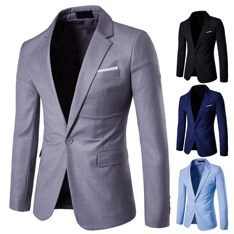 Blazer casual elegante com lapela, casaco plus size, jaqueta de botão cor pura
