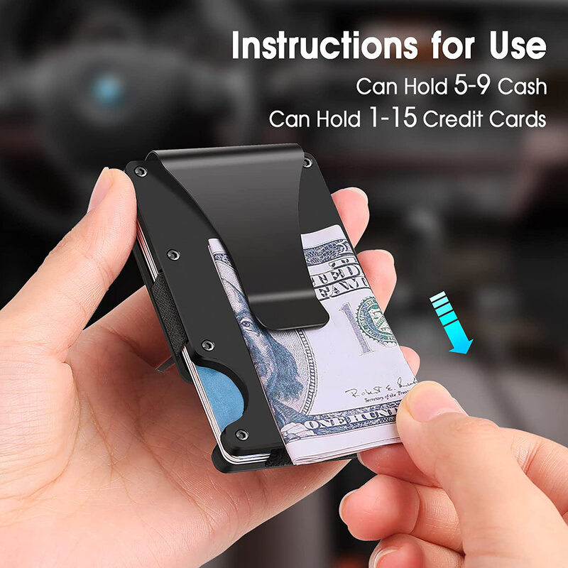 กระเป๋าสตางค์อลูมิเนียมแบบเรียบง่ายสำหรับผู้ชายเคสที่ใส่บัตรกระเป๋าเงินโลหะป้องกัน RFID แบบบาง2023ออกแบบโลโก้ได้ตามต้องการ