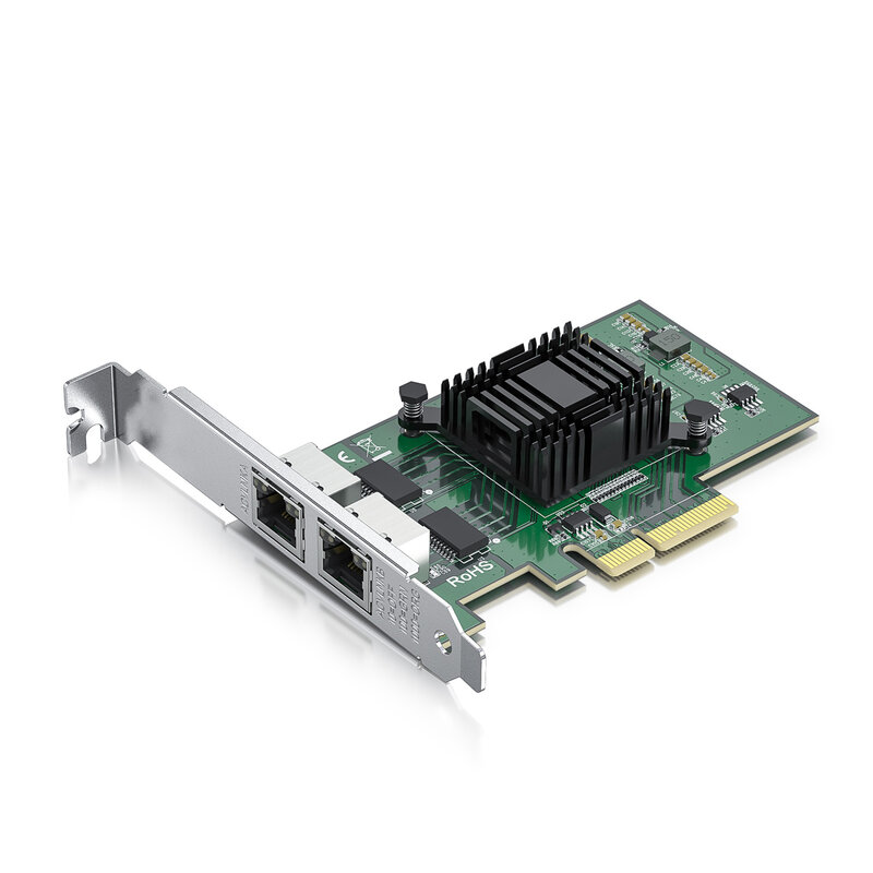 Adaptador de red de servidor Ethernet Intel I350-T2, 1,25 Gb, Chip PCI-e NIC I350AM2