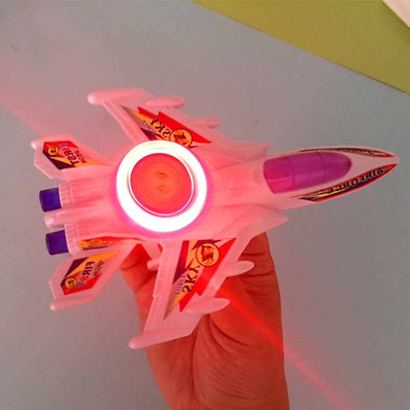 2 pezzi Hot Kids Pull Line incandescente modello di aeroplano ragazzi Pull String Light Up aereo giocattolo giocattoli luminosi interattivi per bambini regalo