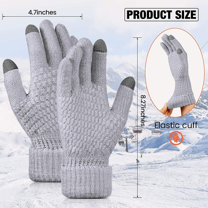 Touch screen gloves women's winter knitting pile jacquard thick couple warm fashion winter gloves manufacturers wholesale