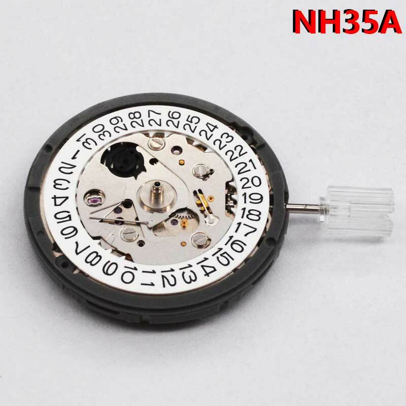 Japan Genuine NH35 Automatic Mechanical Movement High Accuracy 24 Jewels Mod Watch Replacement NH35A White Day Date Set