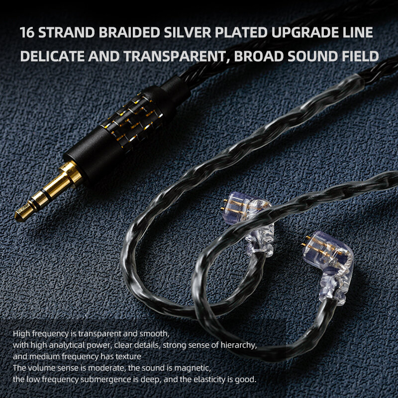 ND D2 Szesnastożytkowe słuchawki posrebrzane drutem 3.5 gorąbrowym 2.5 drucianym drutem 4.4diy 2 pin0.75 przewód do aktualizacji