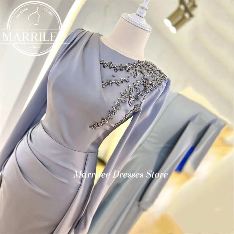 Luxury Evening Dress For Mother Of the Bride Round Neck Long Sleeve Party Gown Crystals Luxurious Evening Dress For Woman 2024