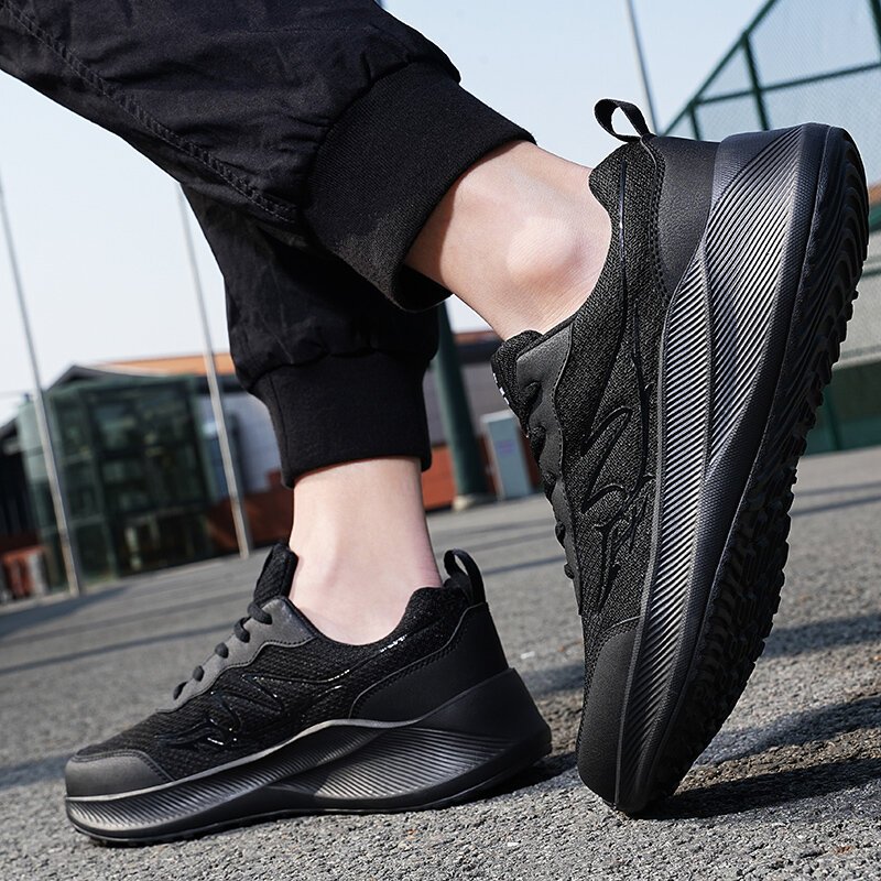 Summer New Men's Shoes Mesh Casual Shoes Plain Thick Bottom Breathable Anti-slip Wear-resistant Jogging Men's Shoes Size 48