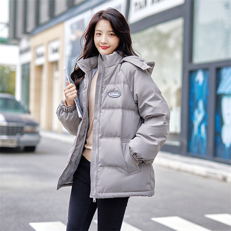2022 Women Removable Hooded Down Jacket Short Coat Schoolgirl White Duck Down Parka Loose Warm Tops Female Solid Down Outerwear