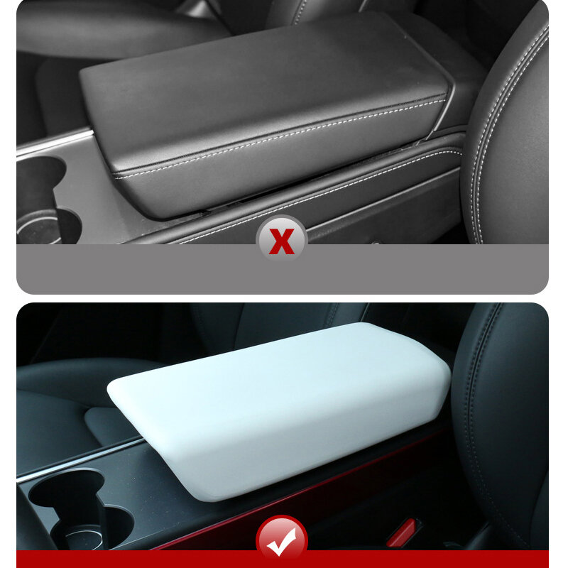 Model Y TPE Soft Case Car Center Console Arm Rest Lid Auto Central Armrest Box Pad Cover Latch for Tesla Model 3 Accessories Mat