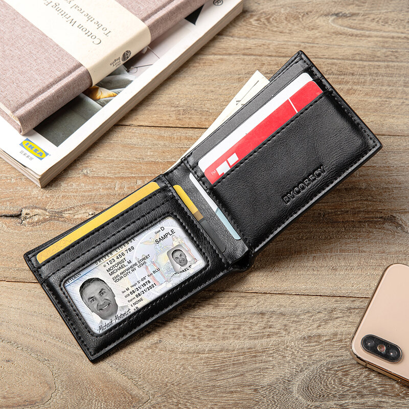 Мужские кошельки, черный минималистичный бумажник из углеродного волокна с Rfid-защитой, подарки для мужчин, персонализированный мужской бумажник