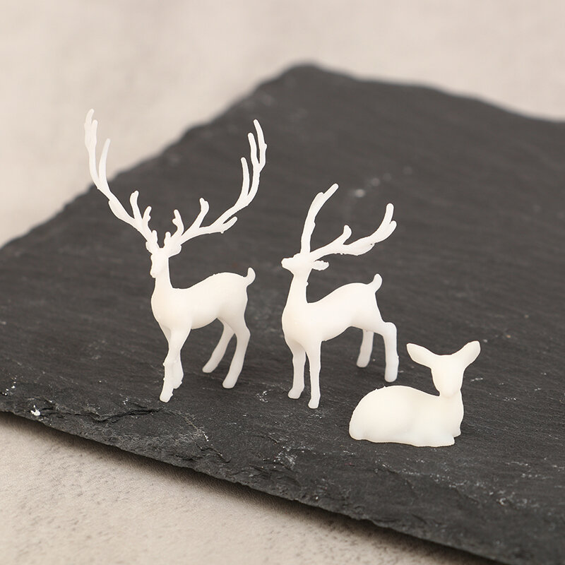 Mini ciervo de cristal de resina, decoración de mesa de postre blanco de alce de bosque de Navidad, decoración de Feliz Navidad para el hogar, regalo de Año Nuevo para niños, 1Pc