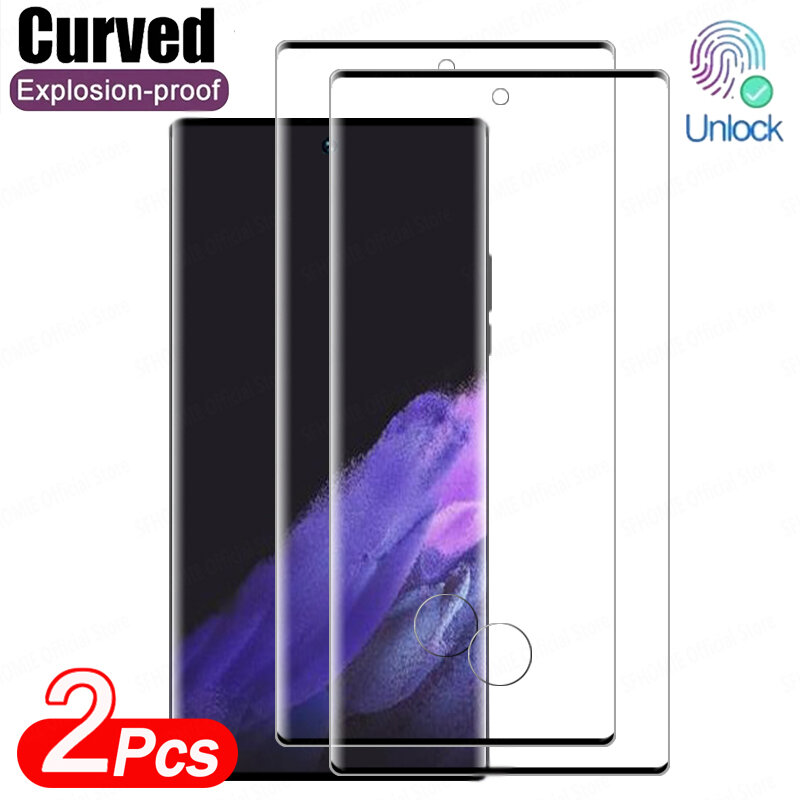 2Pcs Curved Tempered Glass Screen Protector For Samsung Galaxy S24 S20 S22 S23 Plus Ultra S21 FE Note 8 10 20 Plus S10 S9 Glass