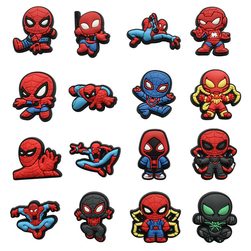 7~16pcs/Set Disney Spider-Man Sanrio Hello Kitty Croc Charms PVC Shoe Accessories Decorations Croc Jibz Wristbands Party Gifts