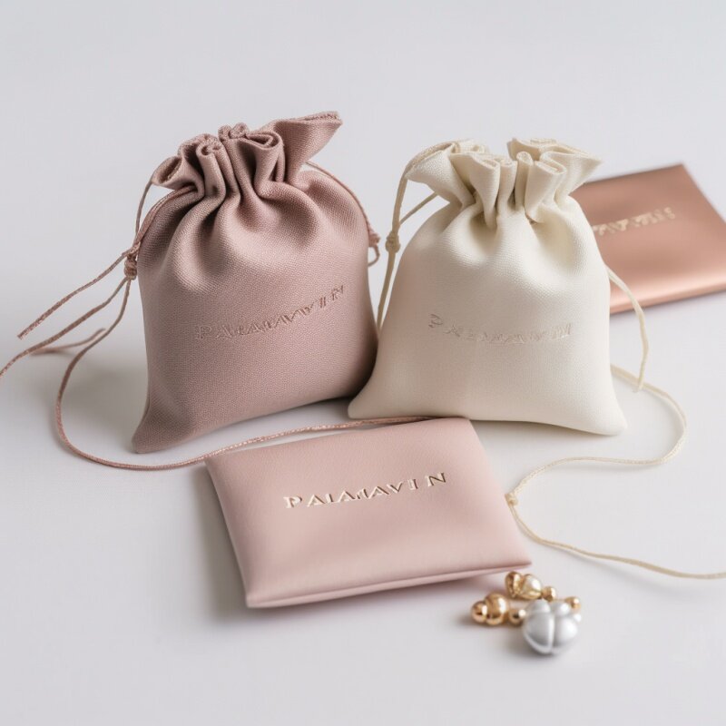 Customized product、Recyclable Custom Logo Printed Small Envelope Flap Necklace Earring Packaging Microfibre Jewelry Pouch With B