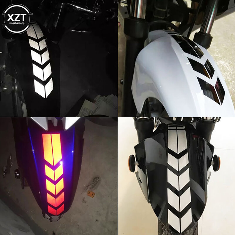Motorcycle Reflective Stickers Wheel on Fender Waterproof Safety Warning Arrow Tape Car Decals Motorbike Decoration Accessories