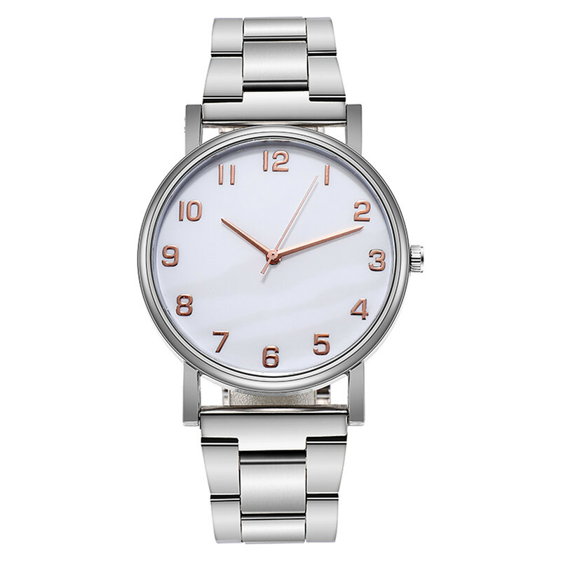Relógio quartzo luxuoso para mulheres, mostrador de aço inoxidável, bracele casual, presentes analógicos