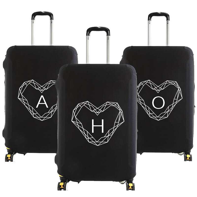 Funda protectora de equipaje para maleta, cubierta antipolvo elástica de viaje con patrón de nombre y letras de diamante, 18-32