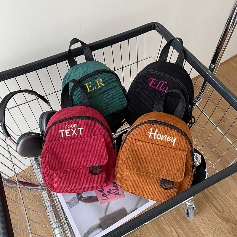 Индивидуальный именной мини-рюкзак для путешествий, Индивидуальные женские маленькие школьные сумки через плечо, простой рюкзак для девочек с вышивкой имени