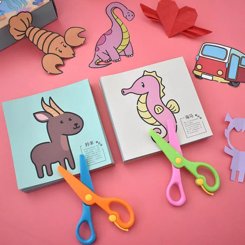 Juguetes de corte de papel de colores de dibujos animados DIY para niños, artesanía de animales, juguete de aprendizaje de arte educativo con tijera 2023