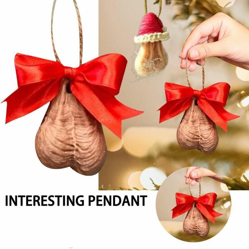 Творческие рождественские носки, Забавный пенис, Мужская подвеска, подвески для рождественской елки, декоративный праздничный подарок, резиновый бант