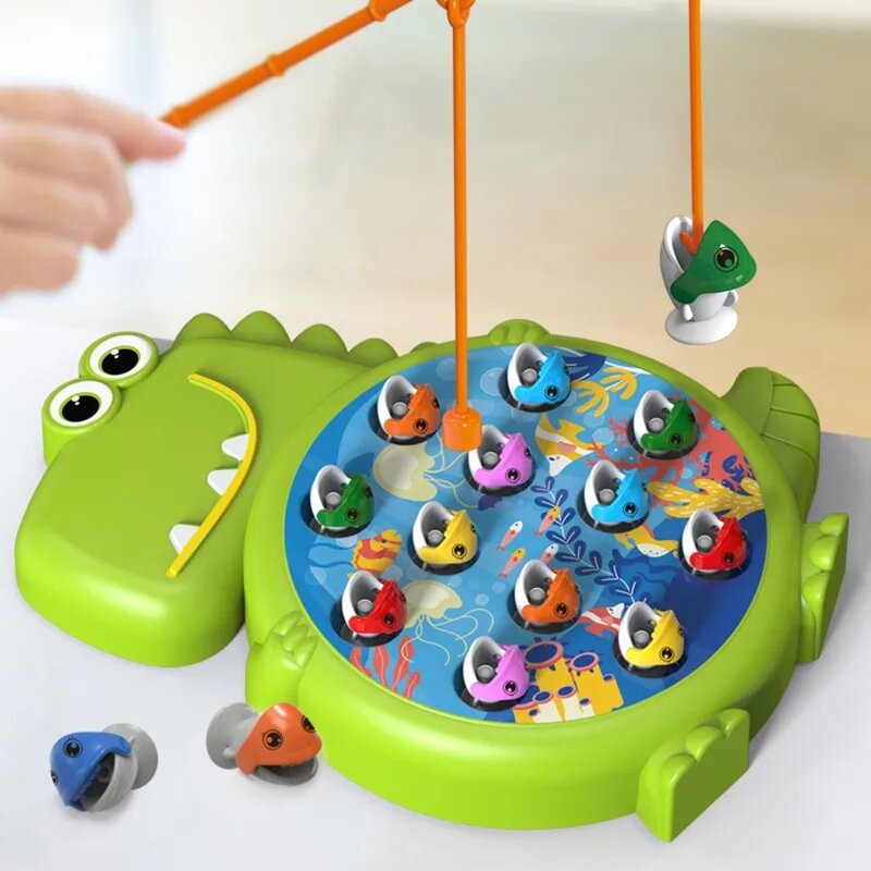 Brinquedo de pesca magnético para o bebê, Vara de pesca educacional precoce, Brinquedo elétrico pesca, Jogo de pesca fácil e engraçado
