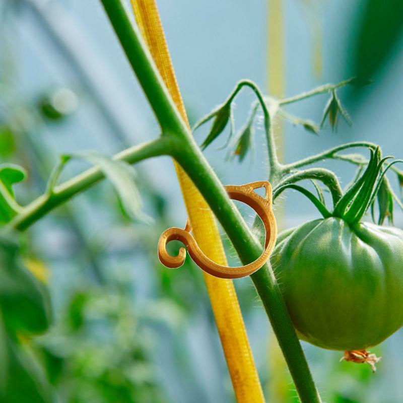 Clips de tomate para plantas trepadoras, Clips de soporte para plantas en forma de gato, palanca para plantas de jardinería y flores, pinzas de bucle para jardinería
